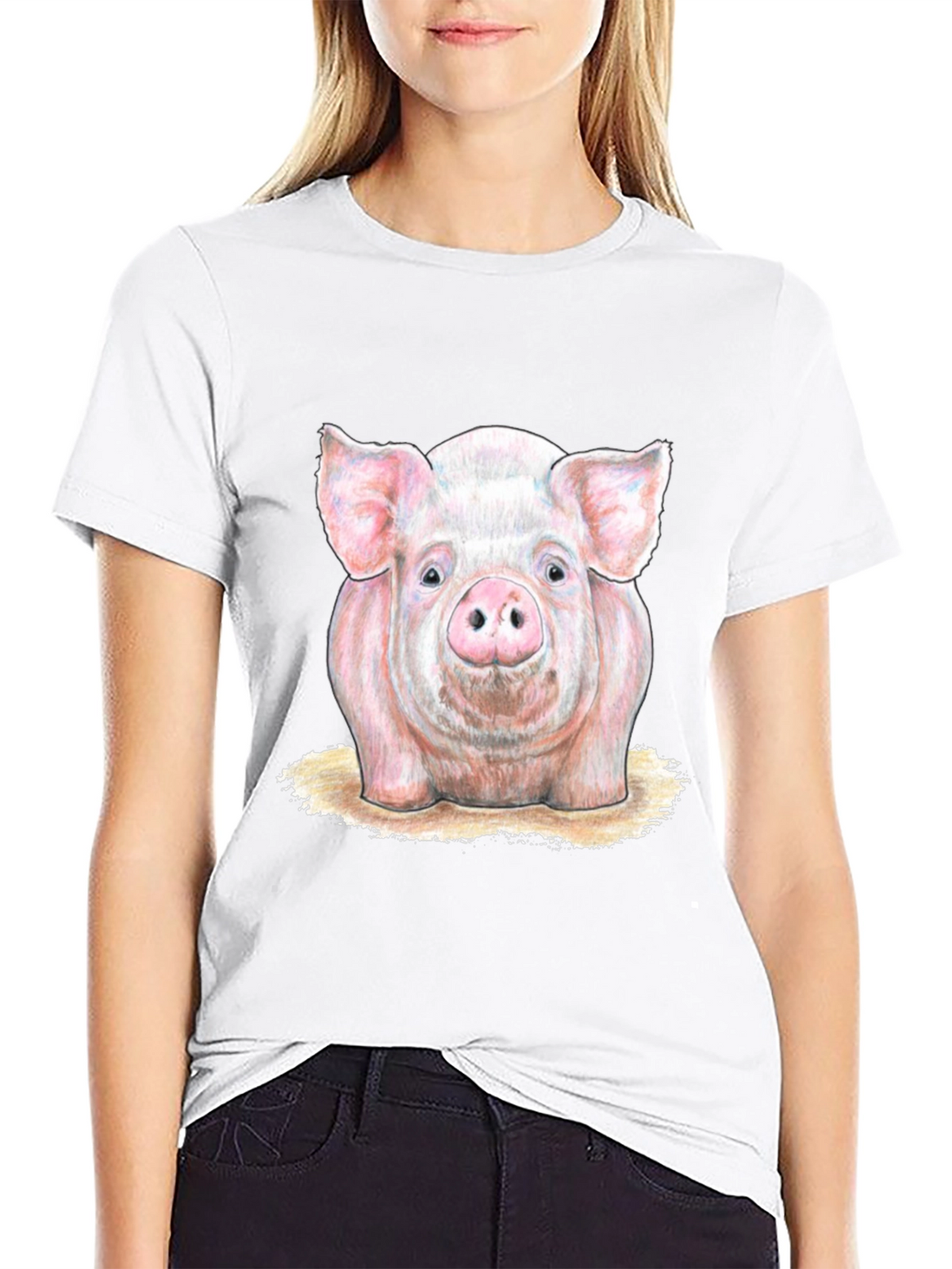 Pig Graphic Tee - Farm Animal Print T-Shirt