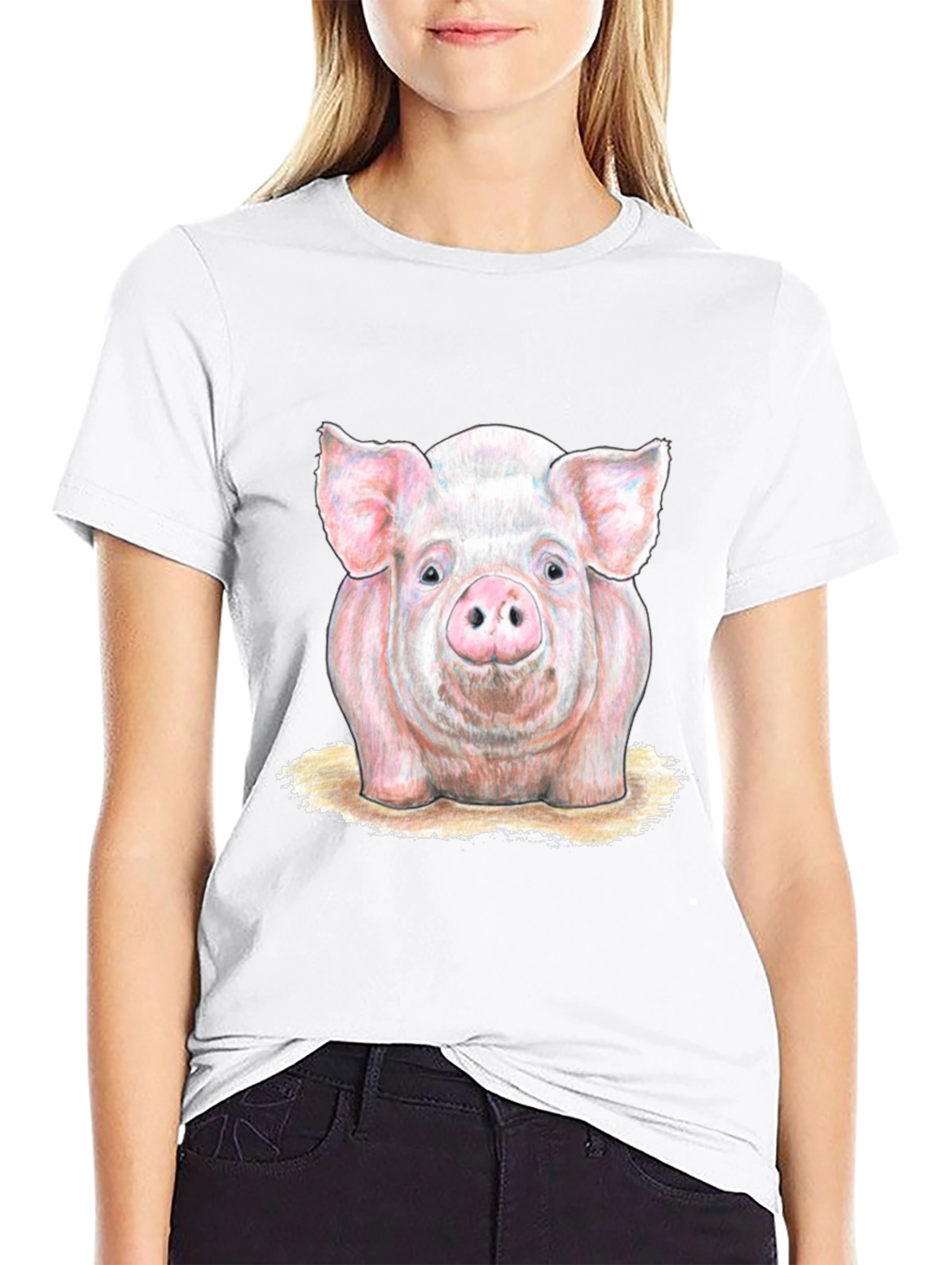 Pig Graphic Tee - Farm Animal Print T-Shirt