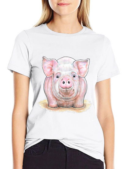 Pig Graphic Tee - Farm Animal Print T-Shirt