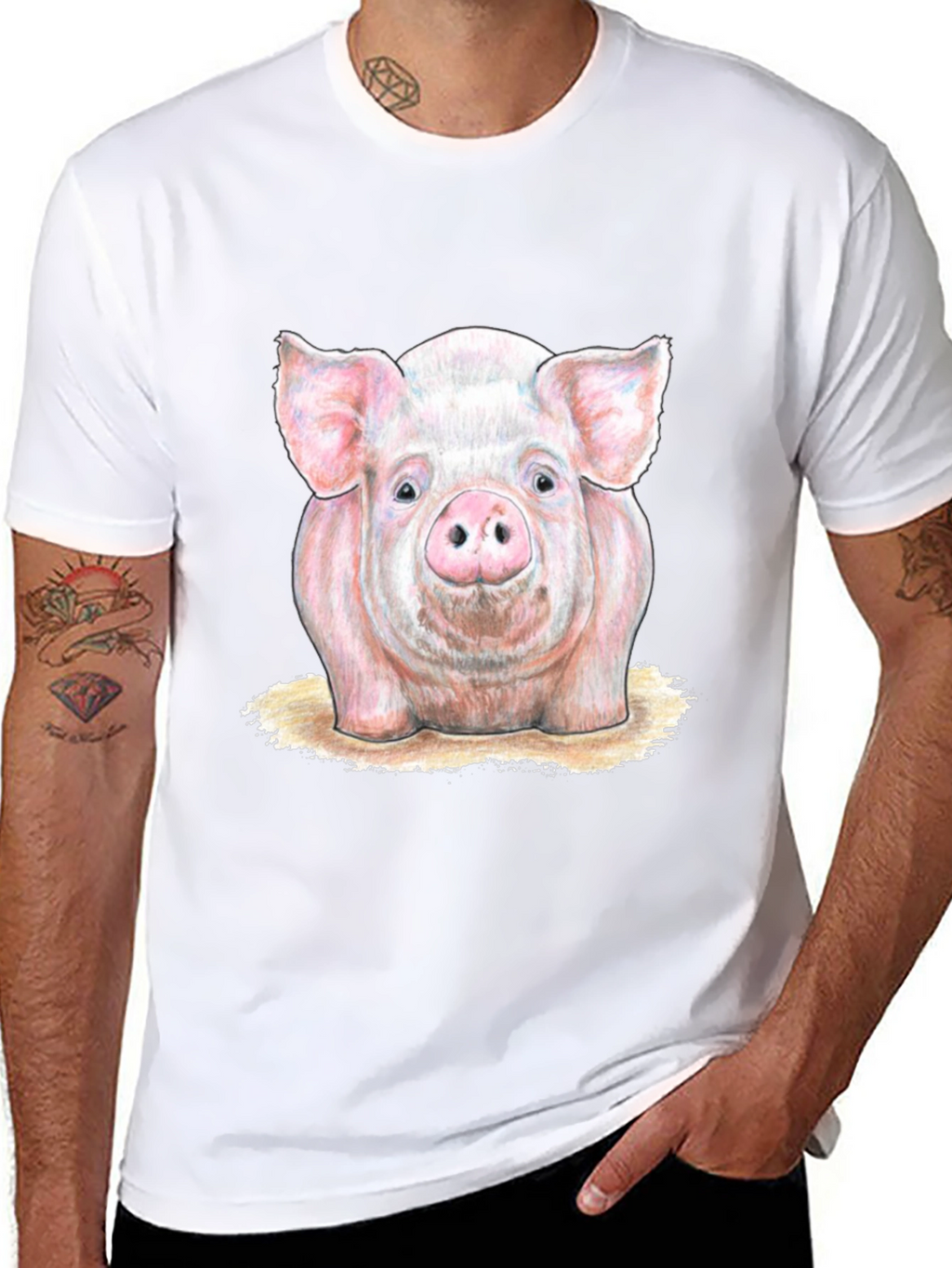Pig Graphic Tee - Farm Animal Print T-Shirt