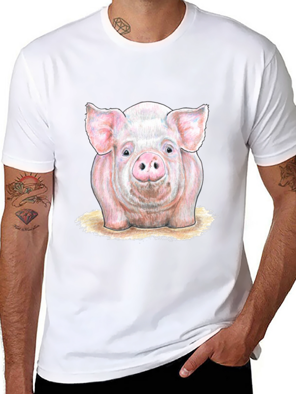 Pig Graphic Tee - Farm Animal Print T-Shirt