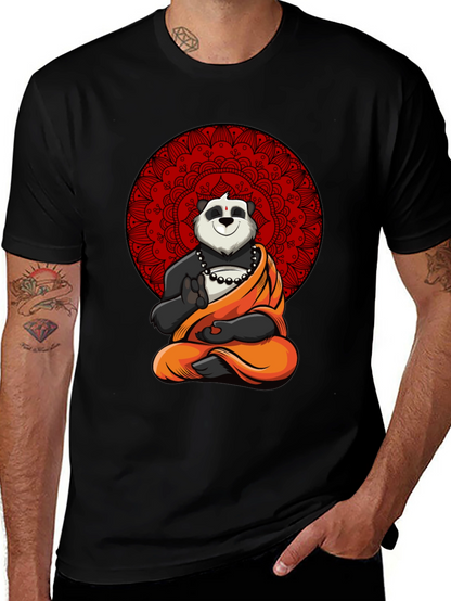 Zen Panda Mandala Graphic Tee - Meditating Comfort