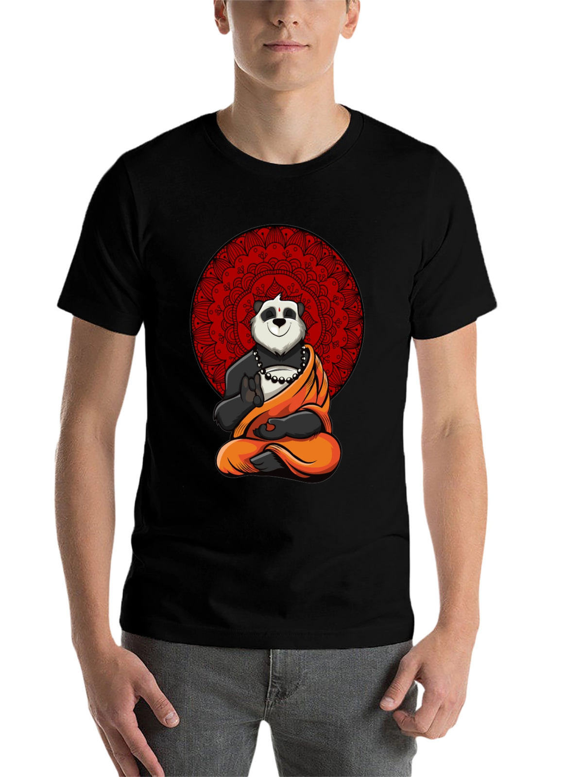 Zen Panda Mandala Graphic Tee - Meditating Comfort