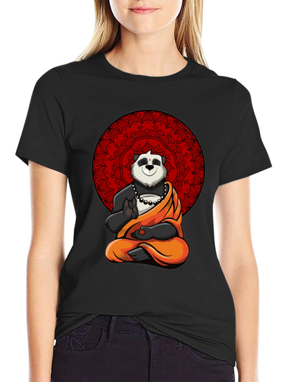 Zen Panda Mandala Graphic Tee - Meditating Comfort