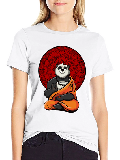 Zen Panda Mandala Graphic Tee - Meditating Comfort