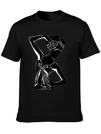 Elegant Silhouette Tee - Stylish Black Graphic T-Shirt