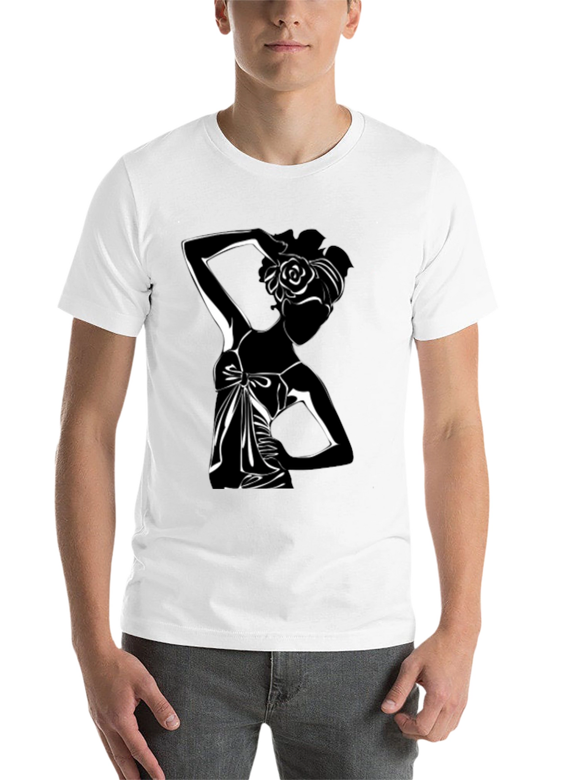 Elegant Silhouette Tee - Stylish Black Graphic T-Shirt