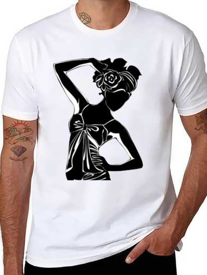 Elegant Silhouette Tee - Stylish Black Graphic T-Shirt