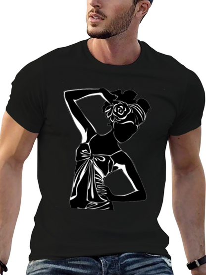 Elegant Silhouette Tee - Stylish Black Graphic T-Shirt