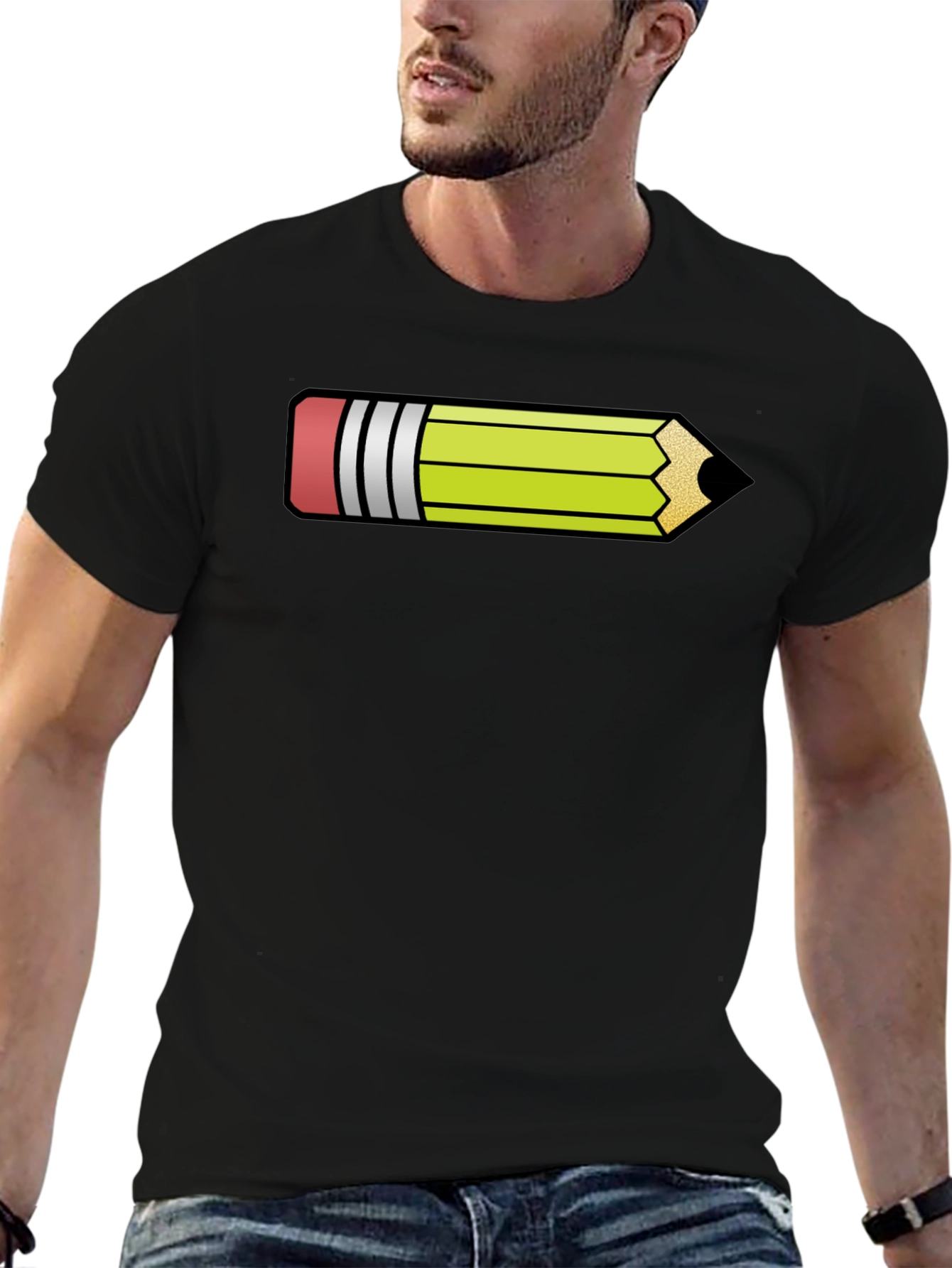 Pencil Graphic Black T-Shirt - Fun Artist Apparel