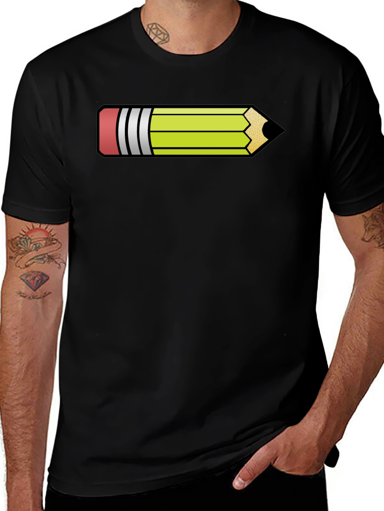 Pencil Graphic Black T-Shirt - Fun Artist Apparel