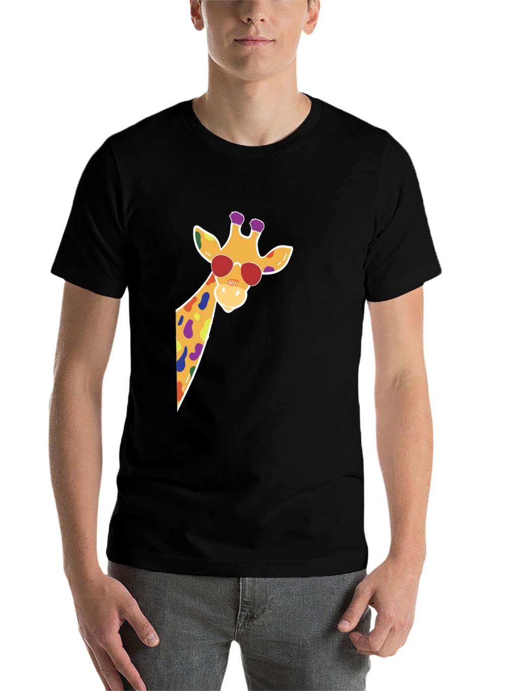 Cool Giraffe Graphic Tee - Black Cotton T-Shirt