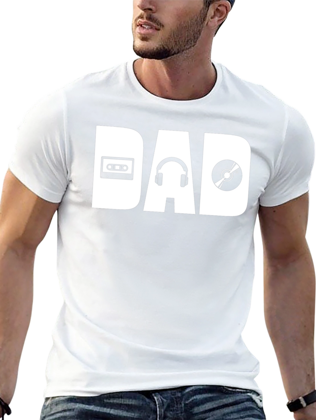 Music Dad T-Shirt - Cassette Headphones Vinyl
