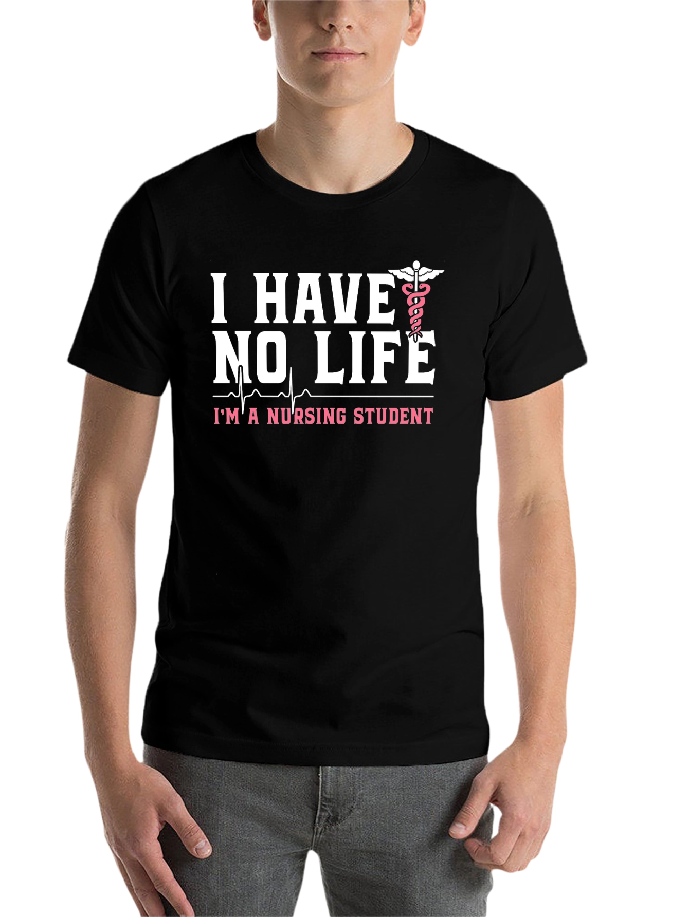 I Have No Life Nursing Student Black T-Shirt