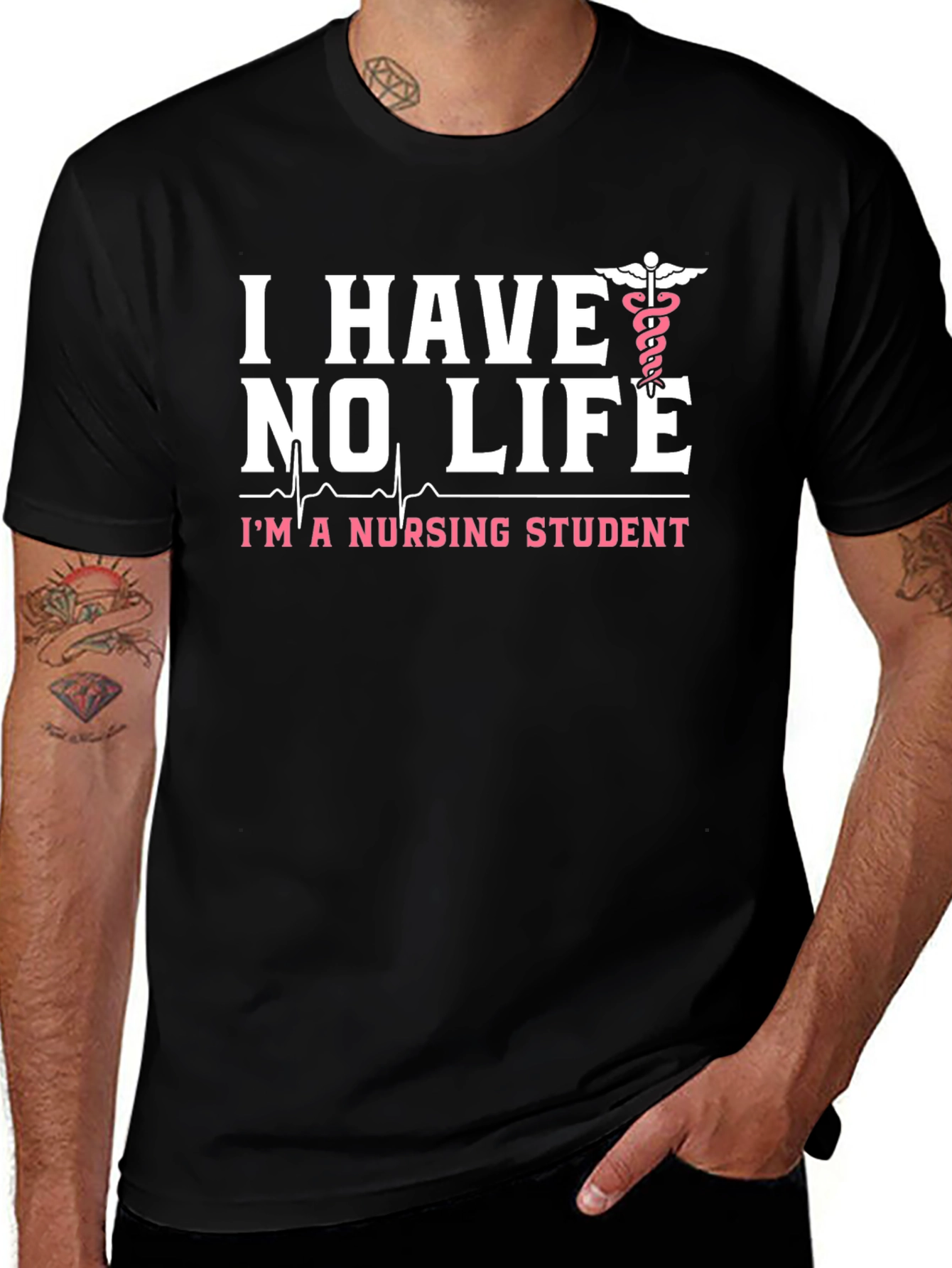 I Have No Life Nursing Student Black T-Shirt