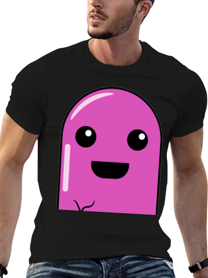 Pink Cartoon Character Graphic Black T-Shirt