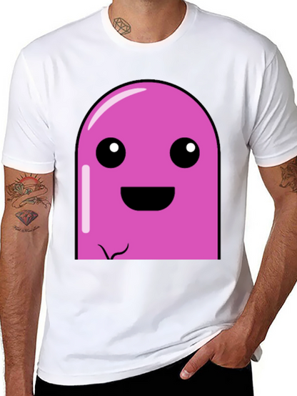 Pink Cartoon Character Graphic Black T-Shirt