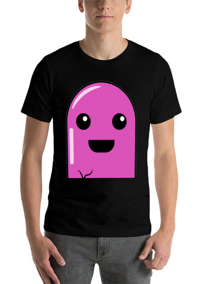 Pink Cartoon Character Graphic Black T-Shirt