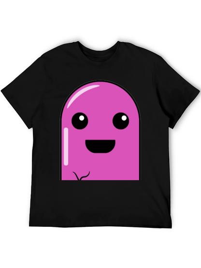 Pink Cartoon Character Graphic Black T-Shirt