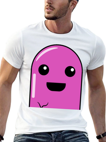 Pink Cartoon Character Graphic Black T-Shirt