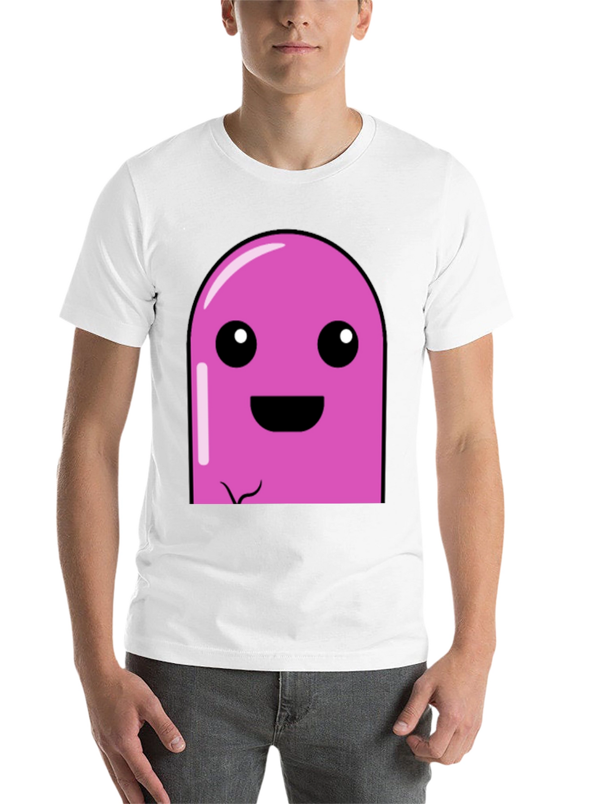 Pink Cartoon Character Graphic Black T-Shirt