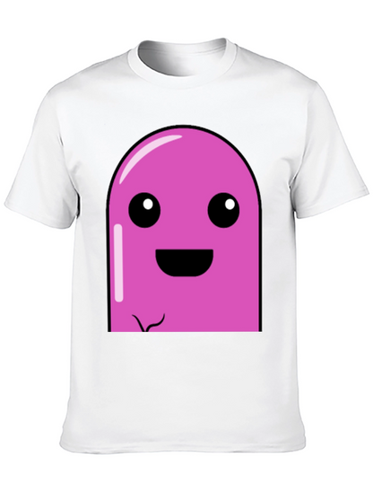Pink Cartoon Character Graphic Black T-Shirt