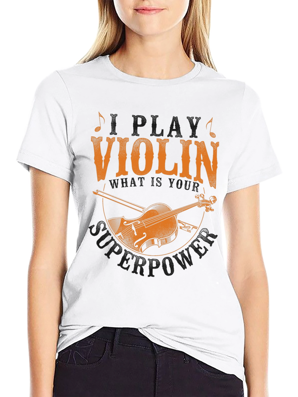 Violin Superpower Graphic Tee - Musicians Novelty T-Shirt