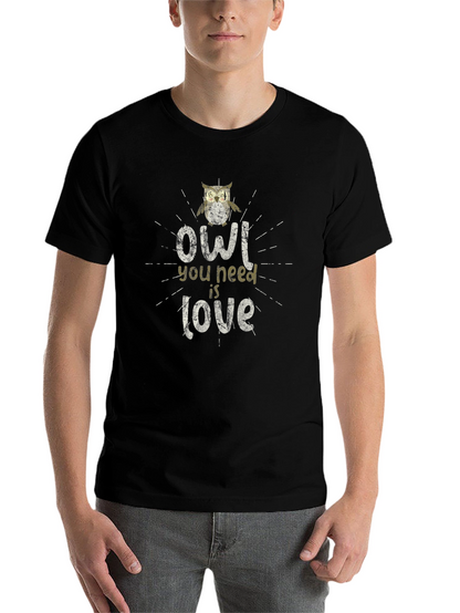 Owl You Need Is Love Graphic T-Shirt - Black