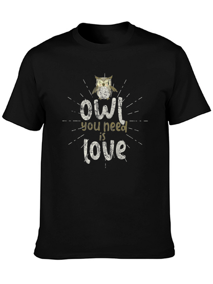 Owl You Need Is Love Graphic T-Shirt - Black