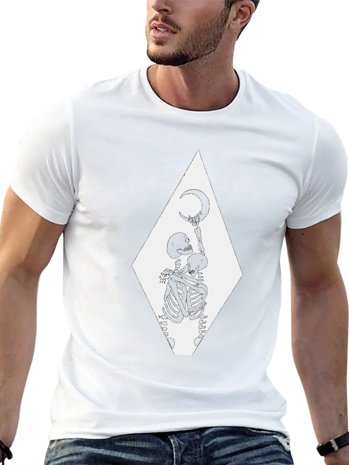 Skeleton Moon T-Shirt - Gothic Graphic Tee