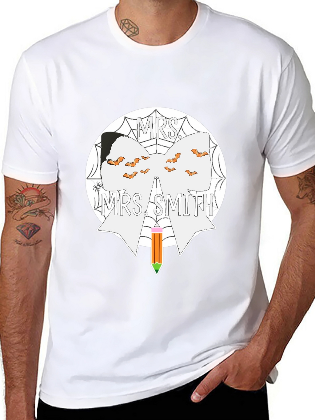 Mrs. Smith Halloween Teacher Bow T-Shirt
