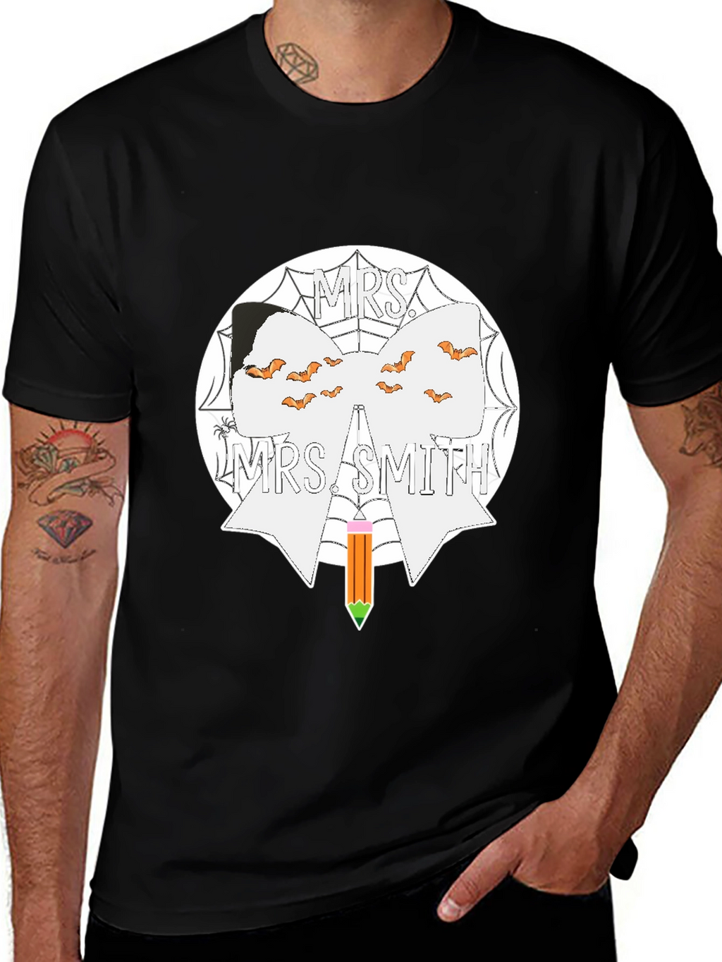 Mrs. Smith Halloween Teacher Bow T-Shirt