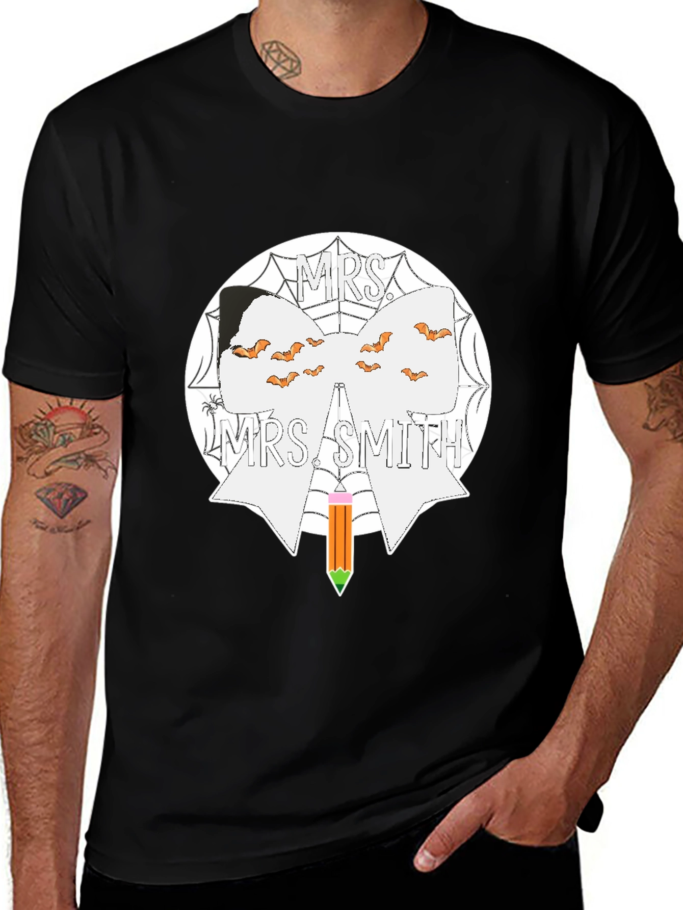 Mrs. Smith Halloween Teacher Bow T-Shirt