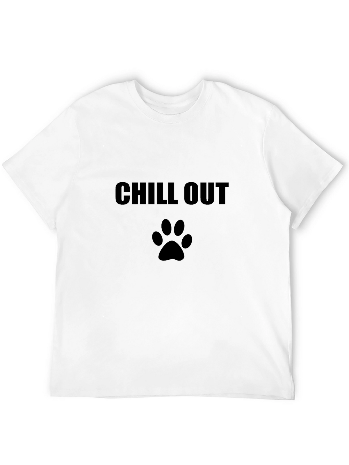Chill Out Dog Paw Print T-Shirt - Black