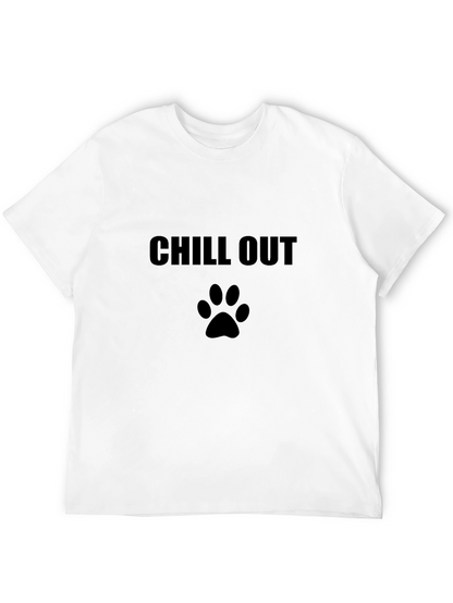 Chill Out Dog Paw Print T-Shirt - Black