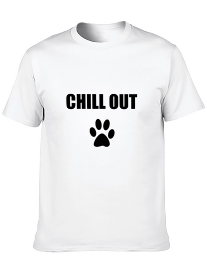 Chill Out Dog Paw Print T-Shirt - Black