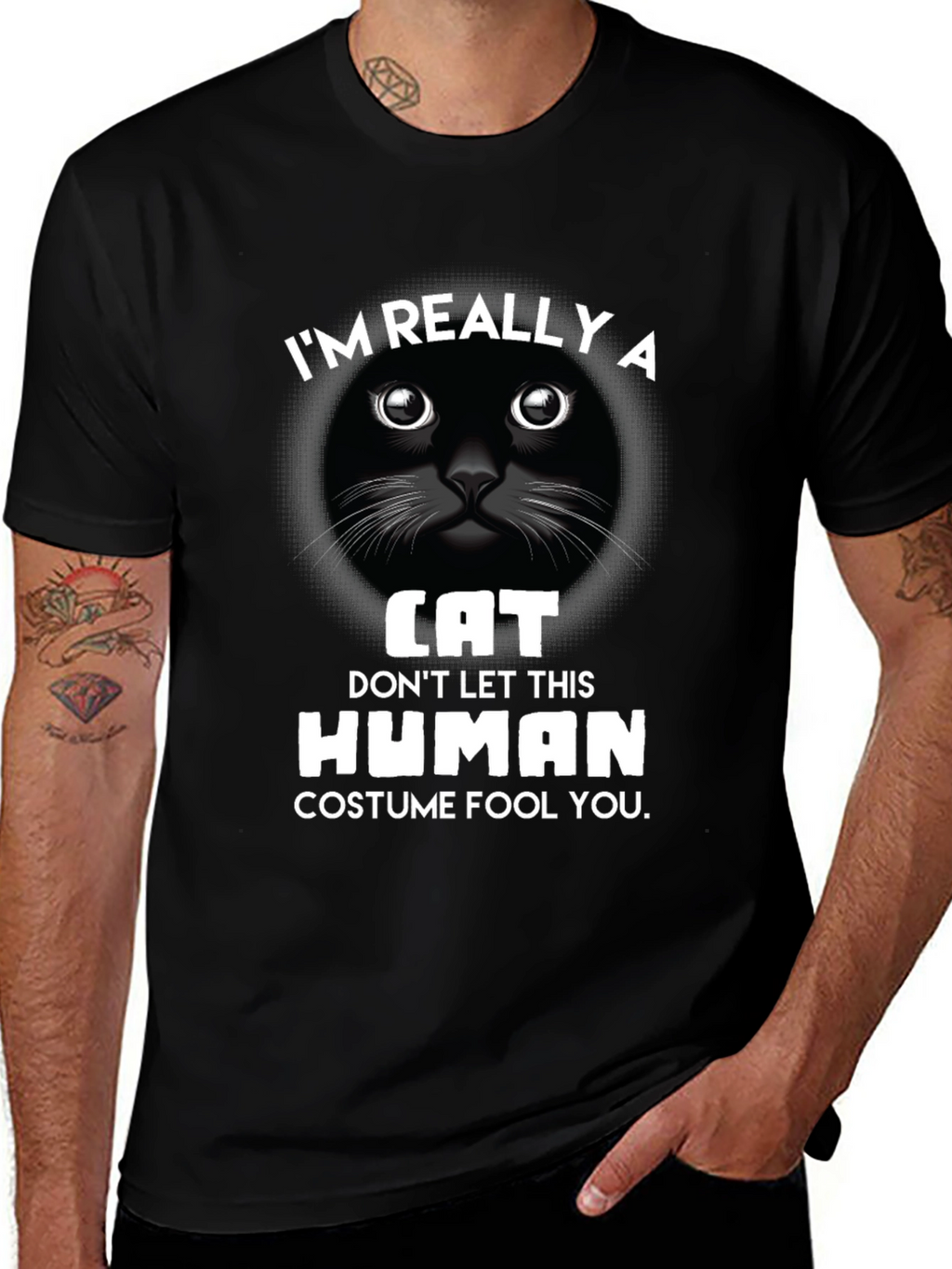 Im Really A Cat T-Shirt Funny Costume Tee