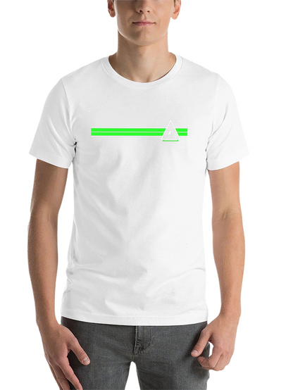 Modern Graphic Tee - Green Stripe & Triangle Design