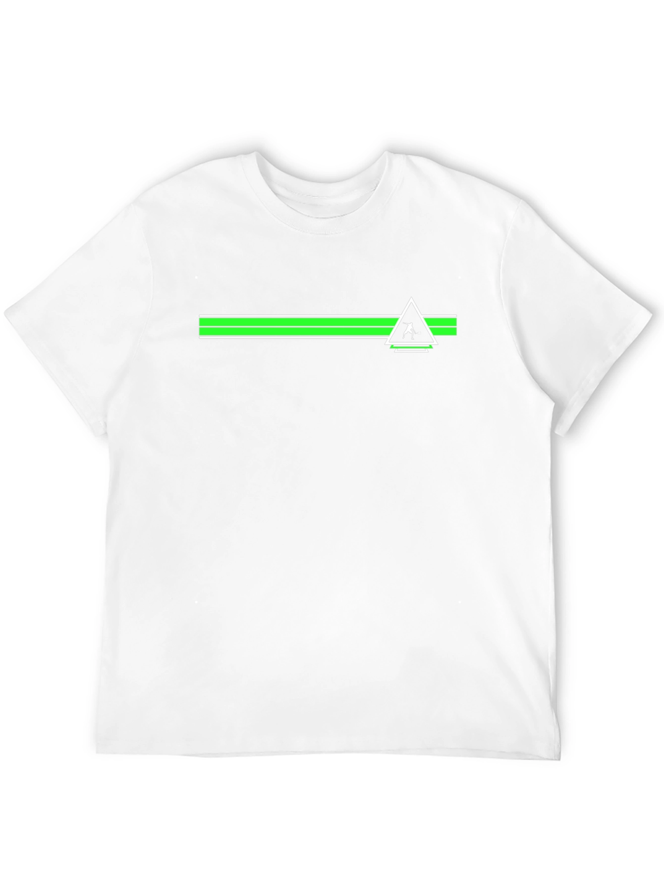 Modern Graphic Tee - Green Stripe & Triangle Design
