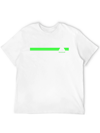 Modern Graphic Tee - Green Stripe & Triangle Design