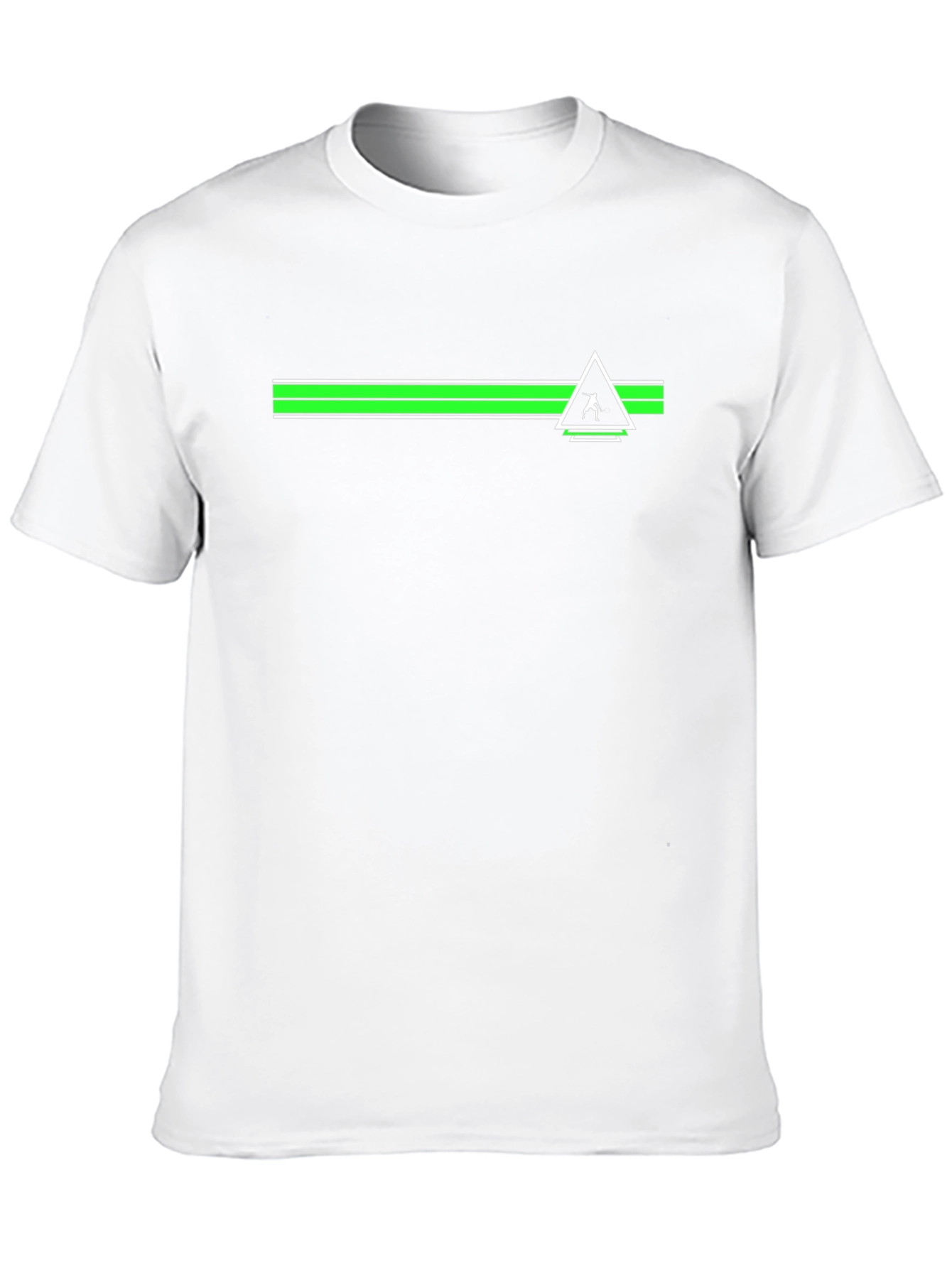 Modern Graphic Tee - Green Stripe & Triangle Design