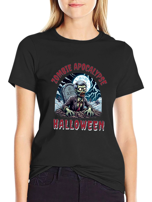 Zombie Apocalypse Halloween Graphic T-Shirt