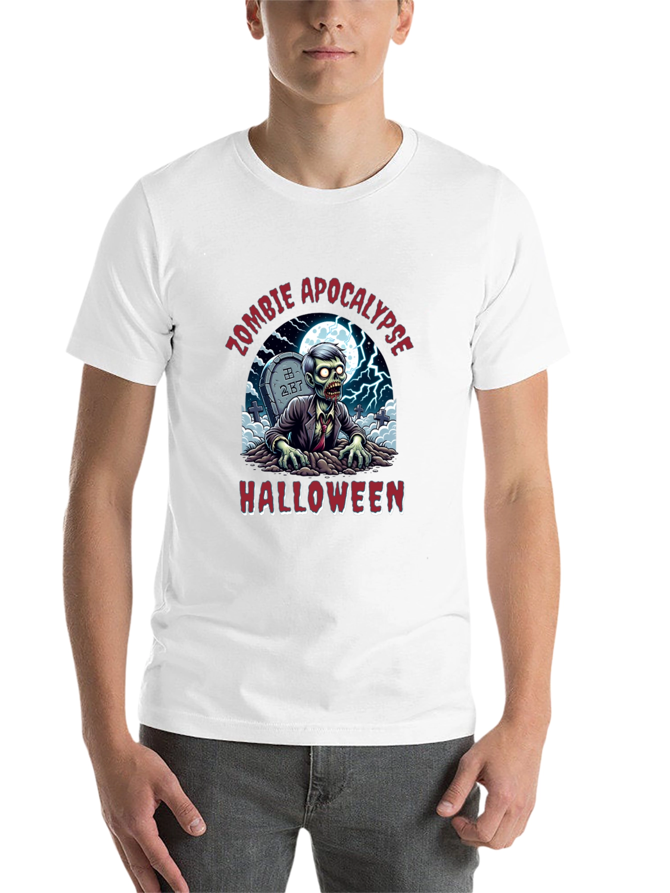 Zombie Apocalypse Halloween Graphic T-Shirt