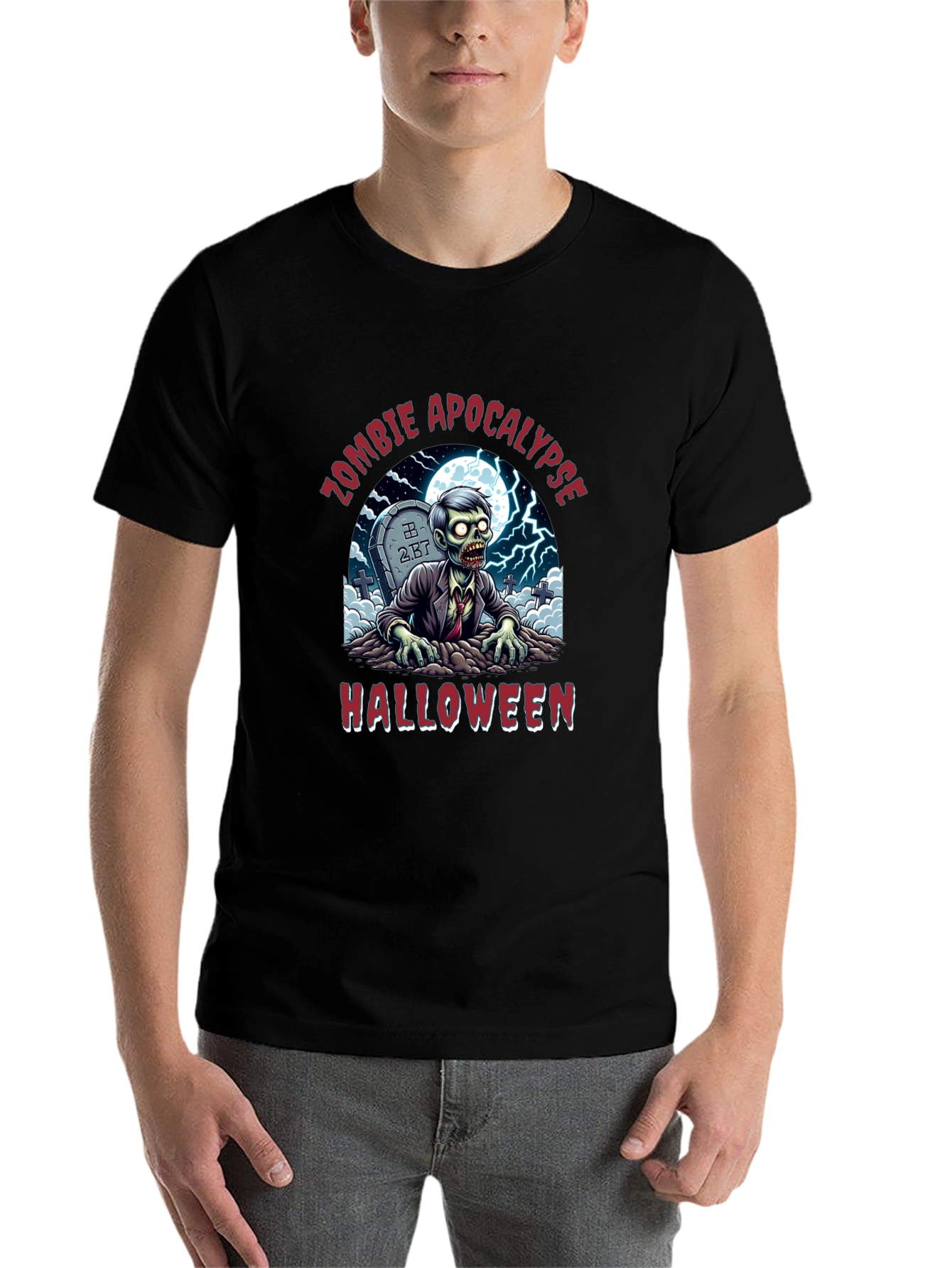 Zombie Apocalypse Halloween Graphic T-Shirt