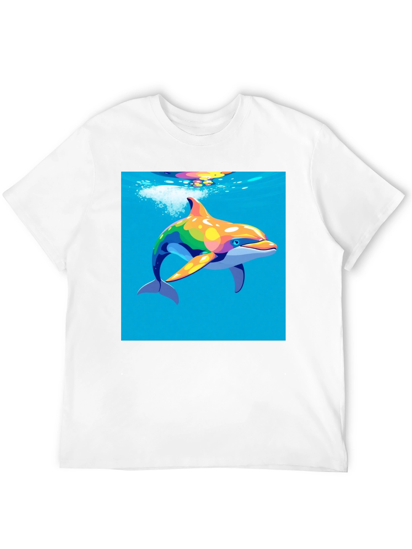 Rainbow Dolphin T-Shirt - Mens Black Tee