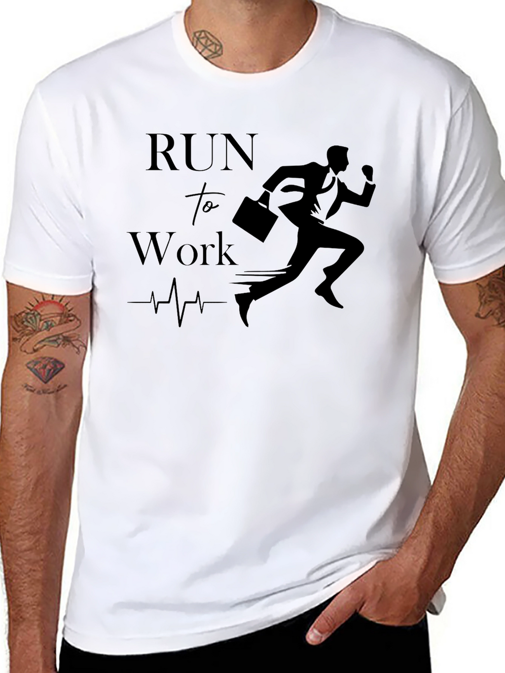 Run to Work T-Shirt - Black Graphic Tee