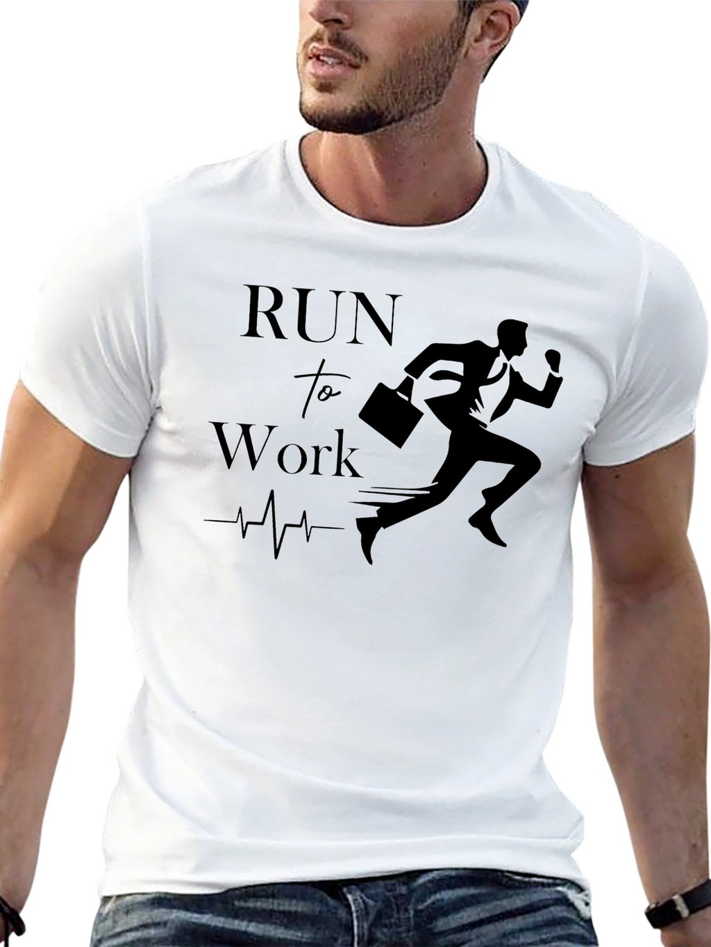 Run to Work T-Shirt - Black Graphic Tee