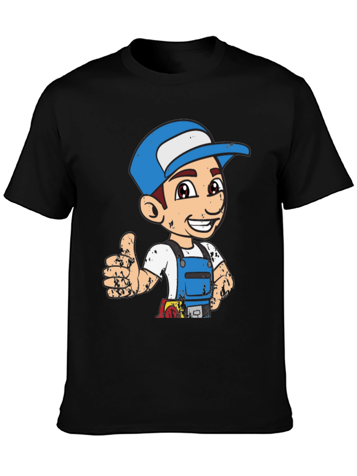 Cartoon Plumber Graphic Tee - Novelty T-Shirt