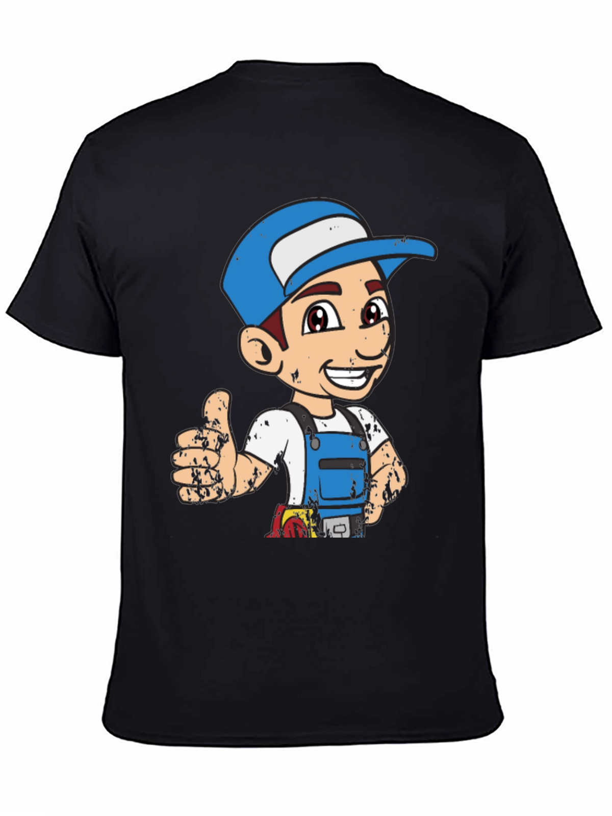 Cartoon Plumber Graphic Tee - Novelty T-Shirt