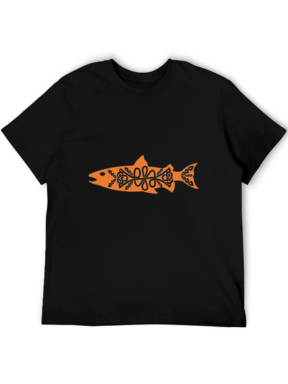 Fish Graphic Tee - Celtic Knot Design - Black